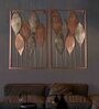 Rectangular Copper & Green Etching Leaves Wall D cor Set of 2