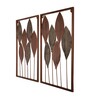 Rectangular Copper & Green Etching Leaves Wall D cor Set of 2