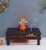 Copper Big MDF & Sheesham Wooden Pooja Chowki with Drawer