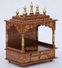 Copper Colored Solid Wood Wall Mounted Mandir Without Door