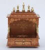 Copper Colored Solid Wood Wall Mounted Mandir Without Door