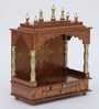Copper Colored Solid Wood Floor Rested Mandir Without Door