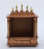 Copper Solid Wood Wall Mounted Mandir With Door