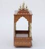 Copper Colored Solid Wood Floor Rested Mandir Without Door