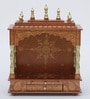 Copper Colored Solid Wood Floor Rested Mandir Without Door