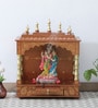 Copper Colored Solid Wood Floor Rested Mandir Without Door