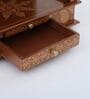 Copper Colored Solid Wood Floor Rested Mandir Without Door
