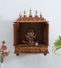 Copper Solid Wood Wall Mounted Mandir With Door