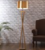 Copper Shade Tripod Floor Lamp with Wood Base