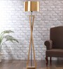 Copper Shade Tripod Floor Lamp with Wood Base