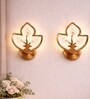 Copper Finish Novelty Wall Light Diya Design Set of 2