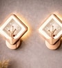 Copper Finish Novelty Wall Light Square Design Set of 2