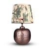 Copper Hammered Pot Lamp with Pleeted Multicolor Green Shade