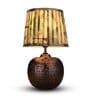 Copper Hammered Pot Lamp with Pleeted Multicolor Green Shade