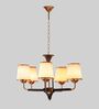 Copper Metal & Wood Shaded Chandelier