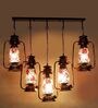 Copper Iron and Glass Cluster Hanging Light