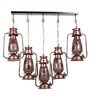 Copper Iron and Glass Cluster Hanging Light