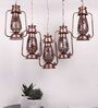 Copper Iron and Glass Cluster Hanging Light