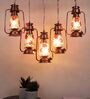 Copper Iron and Glass Cluster Hanging Light