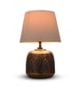 Copper Leaf Etched Pot Lamp with Solid Taper White Shade