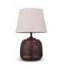Copper Leaf Etched Pot Lamp with Solid Taper White Shade