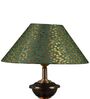 Copper Metal & Cotton Green & Gold Colour Table Lamp
