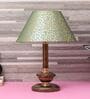Copper Metal & Cotton Green & Gold Colour Table Lamp