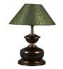 Copper Metal & Cotton Green & Gold Colour Table Lamp