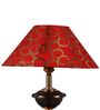 Copper Metal & Cotton Red & Gold Colour Table Lamp