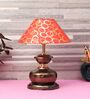 Copper Metal & Cotton Red & Gold Colour Table Lamp
