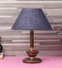 Copper Metal & Natural Fiber Blue Colour Table Lamp