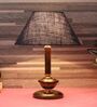 Copper Metal & Natural Fiber Blue Colour Table Lamp