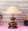 Copper Metal & Natural Fiber Brown Colour Table Lamp