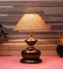 Copper Metal & Natural Fiber Brown Colour Table Lamp