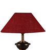 Copper Metal & Natural Fiber Maroon  Colour Table Lamp