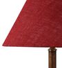 Copper Metal & Natural Fiber Maroon Colour Table Lamp