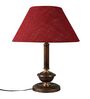 Copper Metal & Natural Fiber Maroon Colour Table Lamp