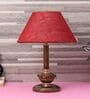 Copper Metal & Natural Fiber Maroon Colour Table Lamp