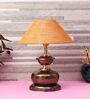 Copper Metal & Natural Fiber Mustard Colour Table Lamp