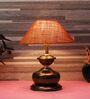 Copper Metal & Natural Fiber Mustard Colour Table Lamp