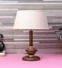 Copper Metal & Natural Fiber White Colour Table Lamp