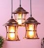 Kwan Copper Metal and Glass Cluster Hanging Light