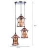 Kwan Copper Metal and Glass Cluster Hanging Light