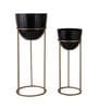 Set Of 2 Copper Metal Planter With Stand