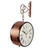 Copper Metallic Carving Station Clock