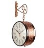 Copper Metallic Carving Station Clock