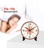 Copper Round 8 Inches Plastic Table Clock (flower)