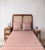 Coral Abstract 144 TC Cotton Queen Sized Double Bedsheet with 2 Pillow Covers Wave Drift Collection