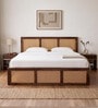 Coral Cane King Size Bed In Sheesham Wood Finish With Hydraulic Storage