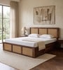 Coral Cane King Size Bed In Sheesham Wood Finish With Hydraulic Storage